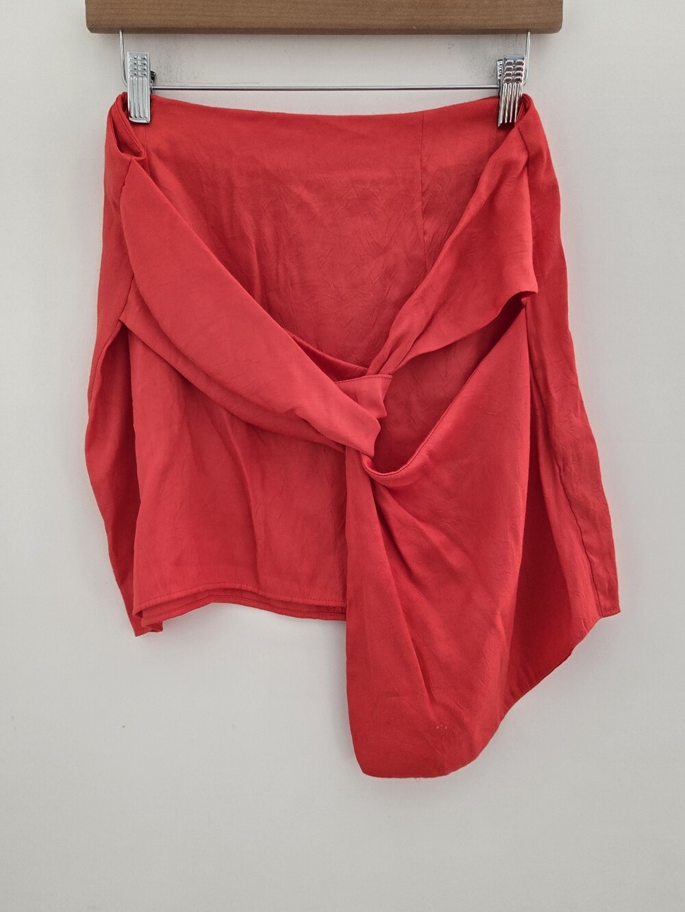 Zara Red Draped Knot Mini Skirt Size Large